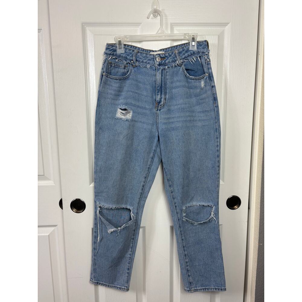 Pacsun Women's Mom Jeans Size 28 Blue Light Wash Distressed Cotton